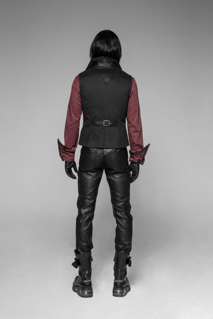 Black V Collar Sleeveless Metal Buckle Steampunk Crossover Formal Vest