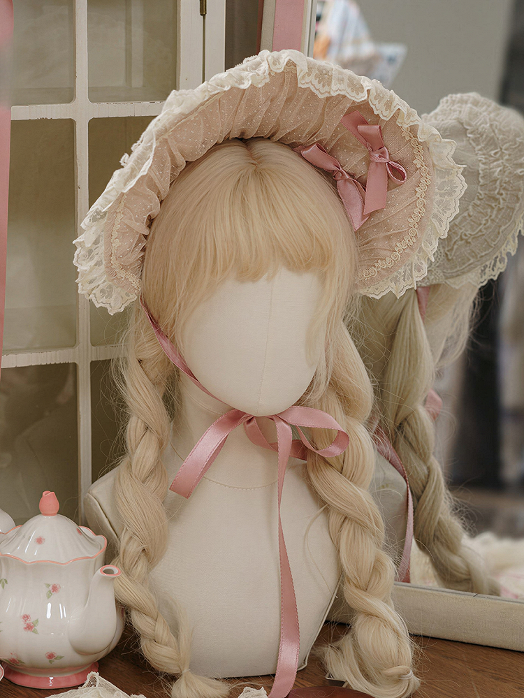 [pre-order Deadline: April 26] Rococo Lace Pink Classic Lolita Dress + Apron + Bonnet