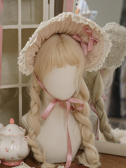 [pre-order Deadline: April 26] Rococo Lace Pink Classic Lolita Dress + Apron + Bonnet