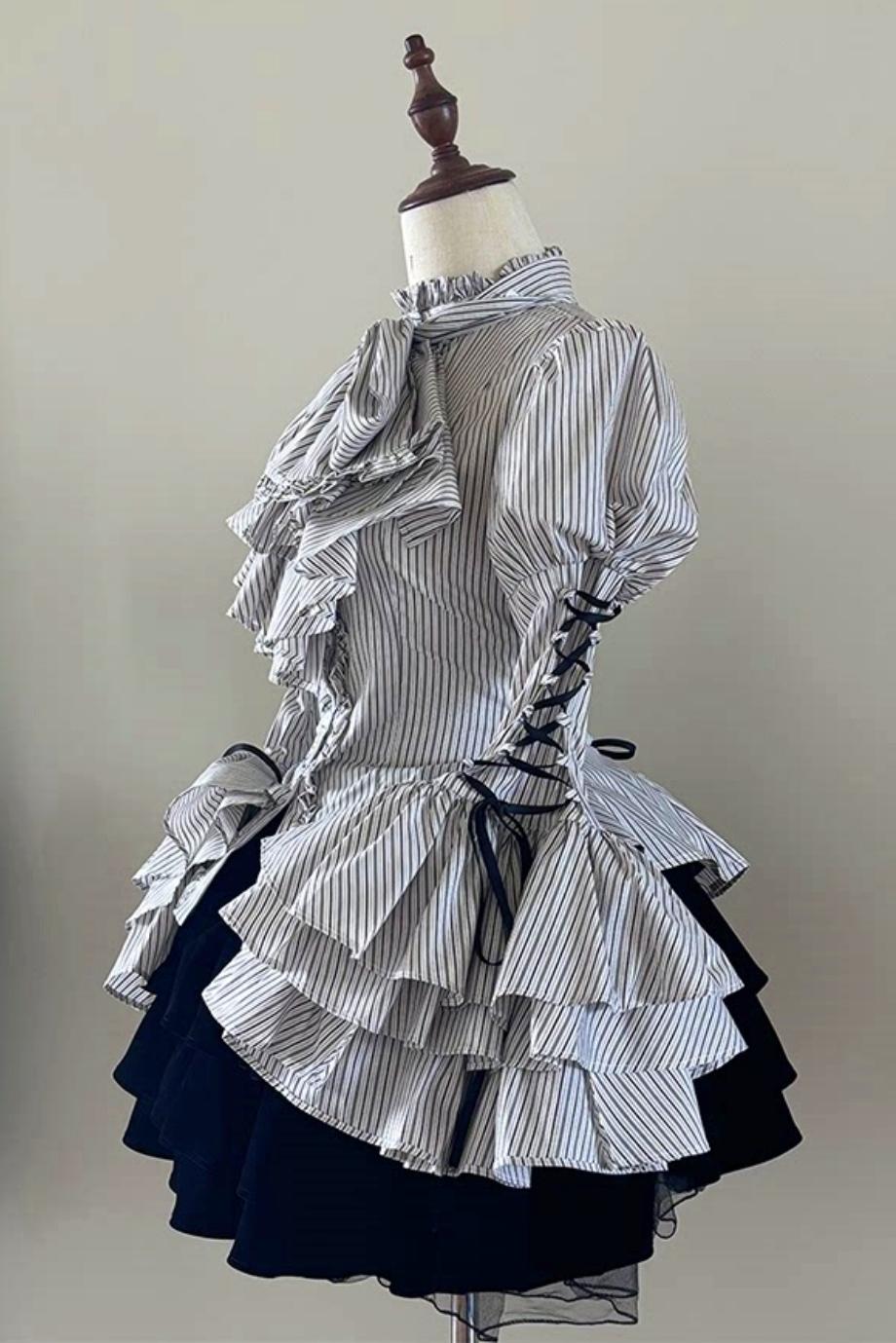 Princess Sleeve Gothic Striped Lolita Blouse