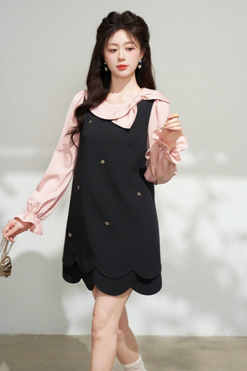 Black and Pink Patchwork Dress