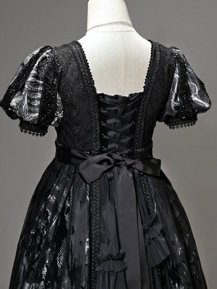 [pre-order Deadline: June 8] Phantom Knight Dark Gothic Square Neck Layered Dress (with Choker & Waist Belt)
