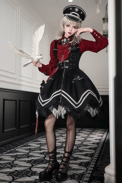 [pre-order Deadline: April 23] Dawnbreaker Gothic Jacquard Military Bustier Suspender Dress