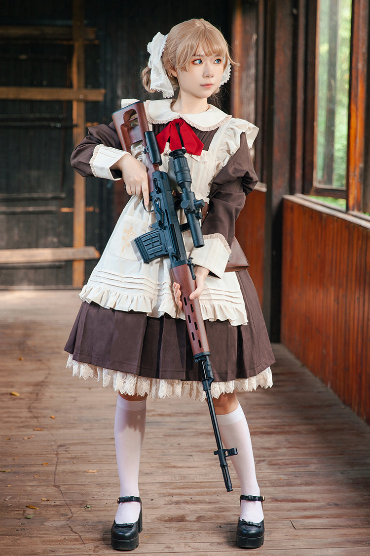[violent Maid] Long Puff Sleeves Bowknot Classic Lolita Dress 2 Colors