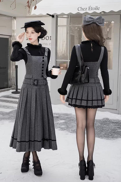 Grey [letters & Poems · Grace] Ruffled Daily Classic Lolita Jsk Dress 2 Versions