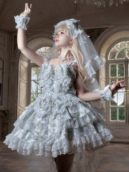 [pre-order Deadline: May 13] Blue/white/light Green Butterfly Fantasy Dress + Complete Set