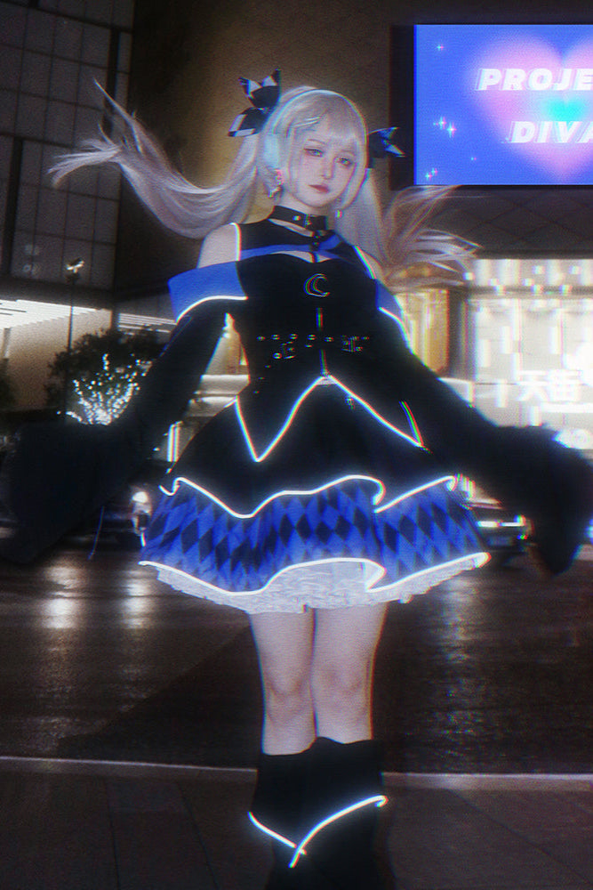 Magical Girl Combat Virtual Top + Flare Skirt + Leg Warmers