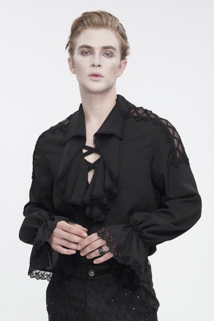 Black Ruffled Collar Puff Sleeved Gothic Shirt