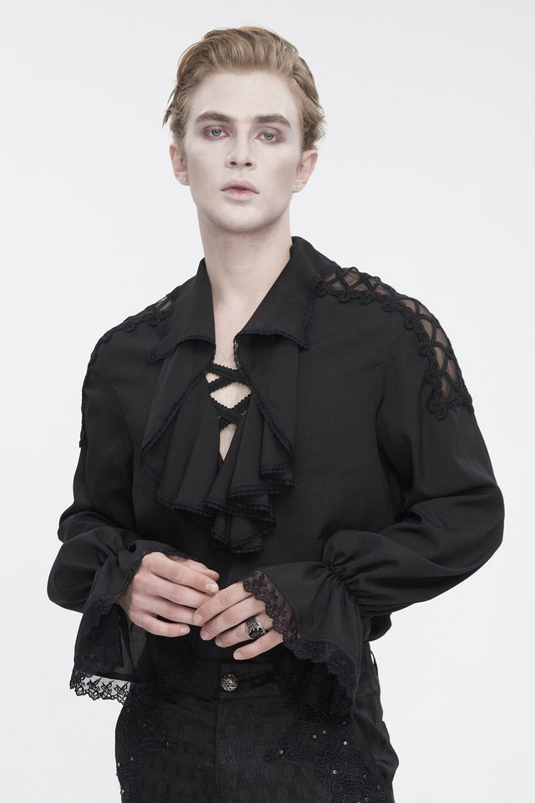 Black Ruffled Collar Puff Sleeved Gothic Shirt