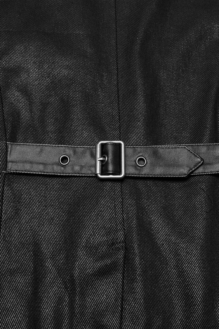 Black Stand Collar Stitching Mesh Punk Vest