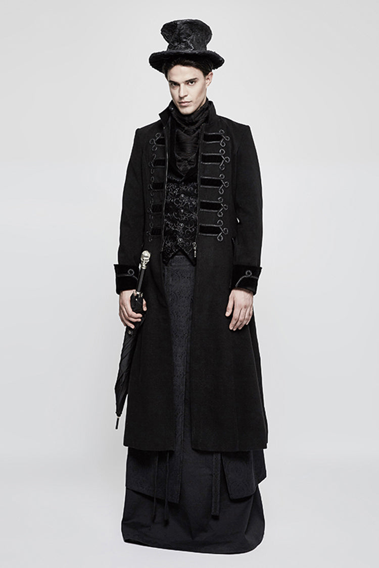 Black Jacquard Velvet Gothic V Collar Print Vest