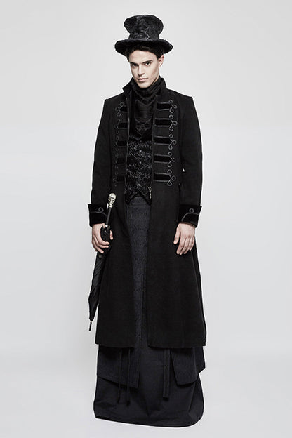 Black Jacquard Velvet Gothic V Collar Print Vest