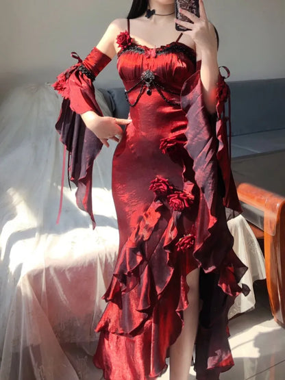 [pre-order] Amour Rose Burgundy Wizard of Oz Selena Purple Mermaid Dress Set