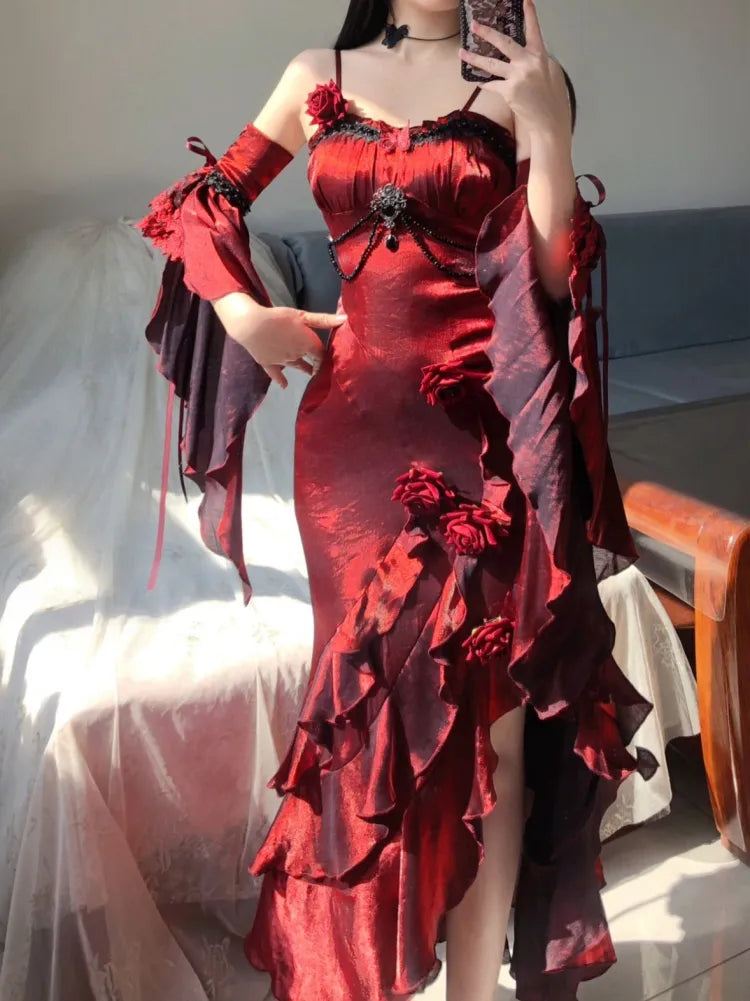 [pre-order] Amour Rose Burgundy Wizard of Oz Selena Purple Mermaid Dress Set