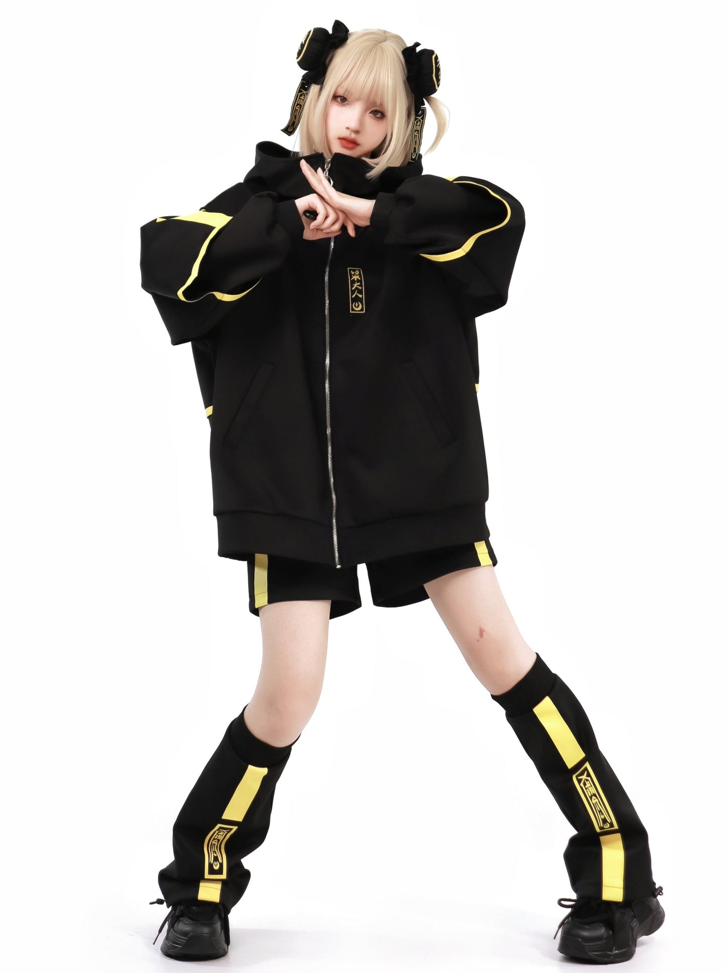 Dark Neon Chinese-style Jacket + Shorts + Long Pants + Leg Warmers + Hair Accessories [pre-order]