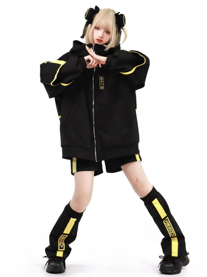 Dark Neon Chinese-style Jacket + Shorts + Long Pants + Leg Warmers + Hair Accessories [pre-order]