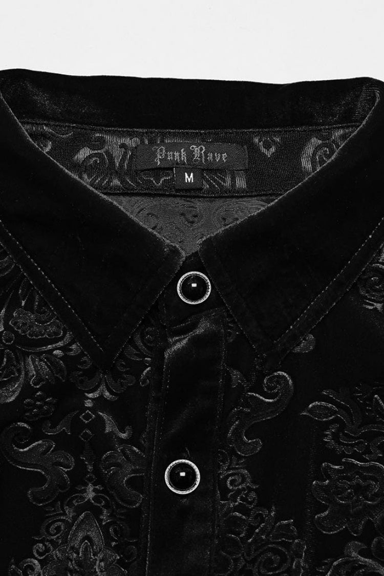 Long Sleeves Embossed Velvet Print Gothic Blouse 2 Colors