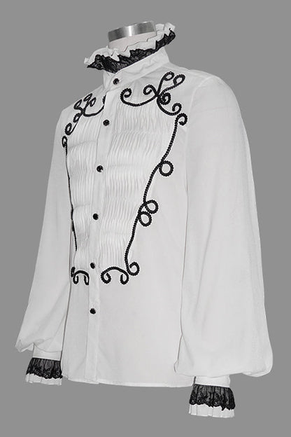 White Chiffon Hand Embroidered Gothic Blouse