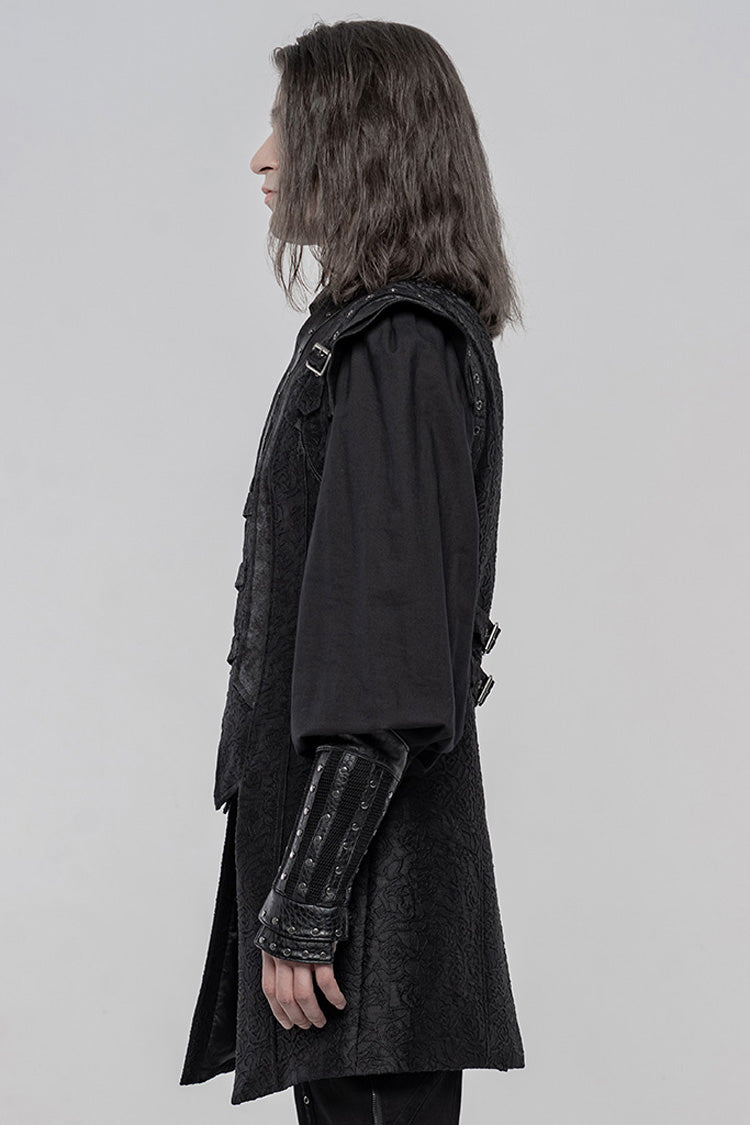 Black Stand Collar Sleeveless Buckle Punk Vest