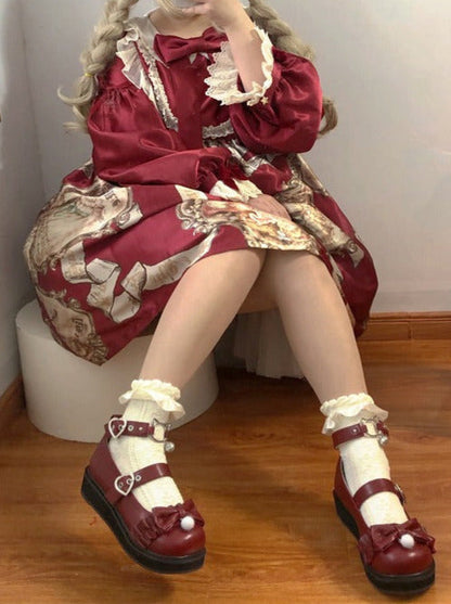 Nya Kokoro Lolita Retro Soft Girl Round Toe Shoes