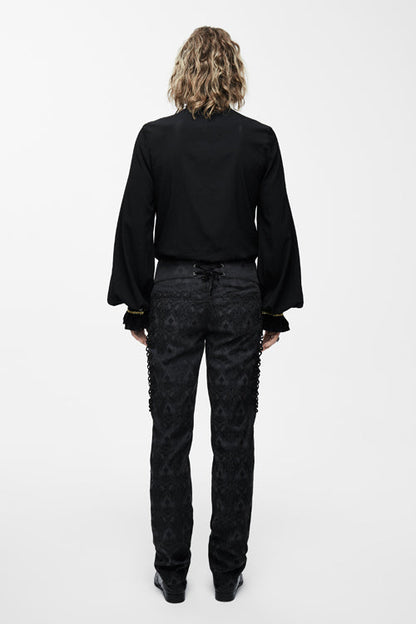 Black Chiffon Chest Embroidery Lace Sleeves Gothic Blouse