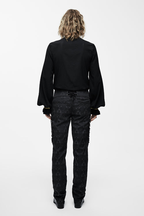 Black Chiffon Chest Embroidery Lace Sleeves Gothic Blouse