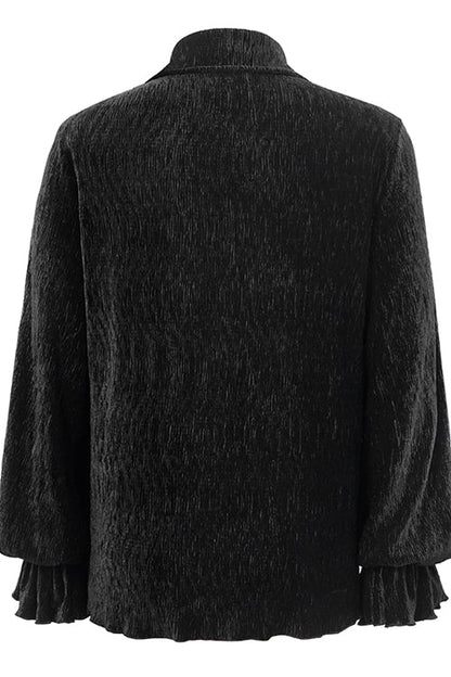Black Velvet Elastic Lantern Sleeves Gothic Blouse