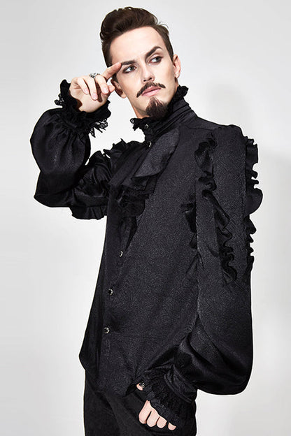 Black Vampire Ruffled Sleeves Gothic Blouse