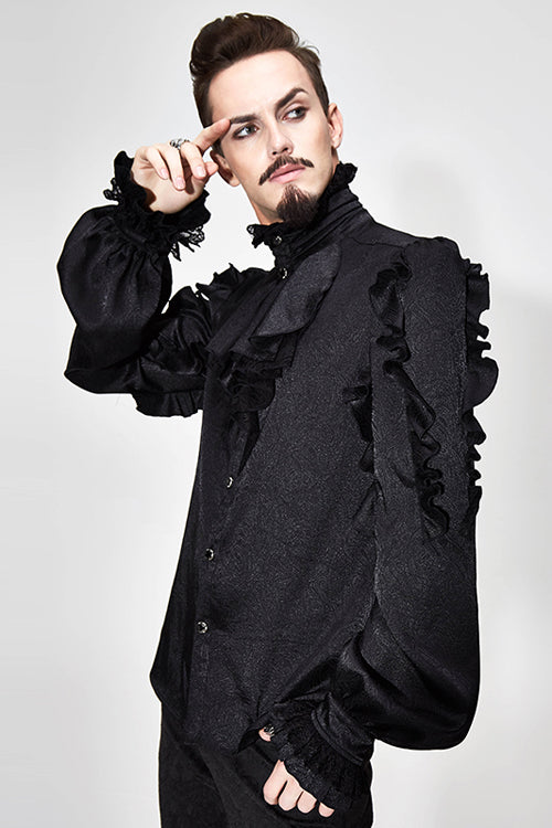 Black Vampire Ruffled Sleeves Gothic Blouse