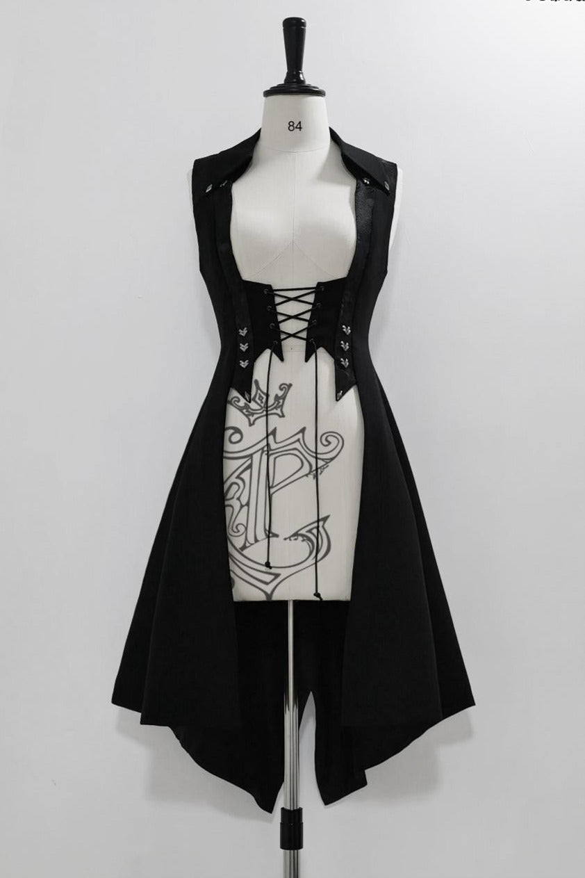 Red Black 4.0 Retro Dark Long Vest Prince Set