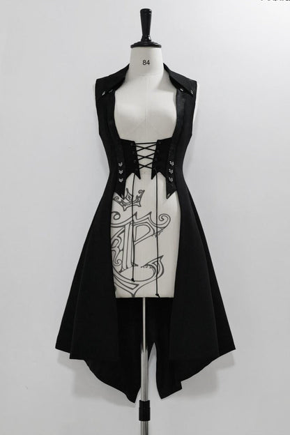 Red Black 4.0 Retro Dark Long Vest Prince Set