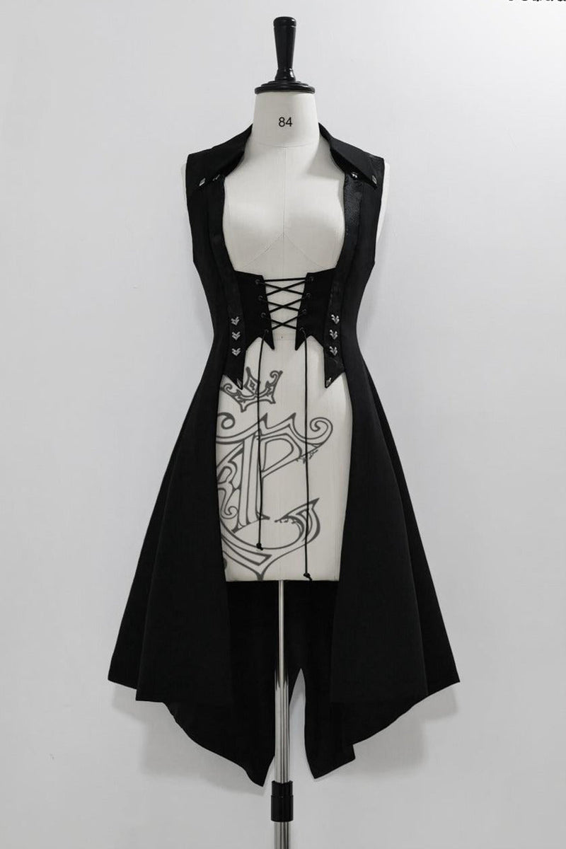 Red Black 4.0 Retro Dark Long Vest Prince Set