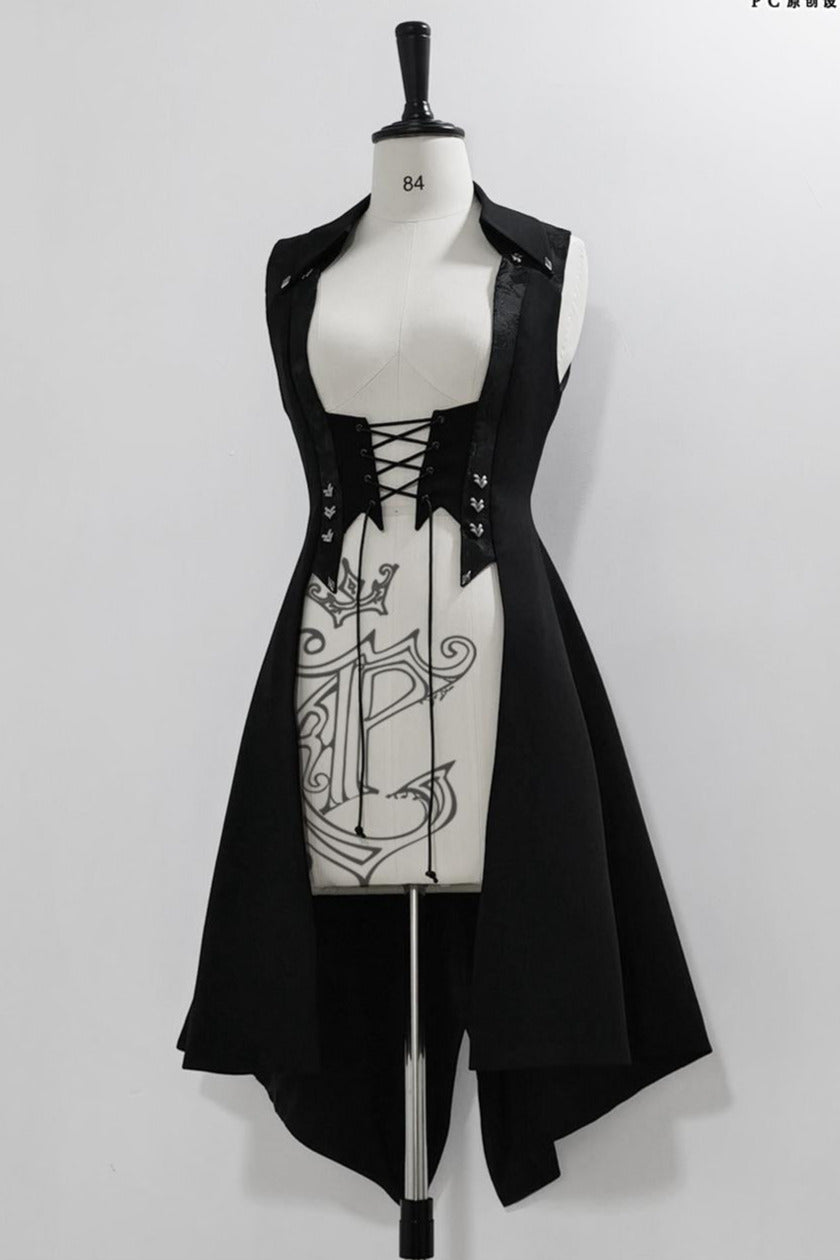 Red Black 4.0 Retro Dark Long Vest Prince Set