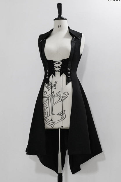 Red Black 4.0 Retro Dark Long Vest Prince Set