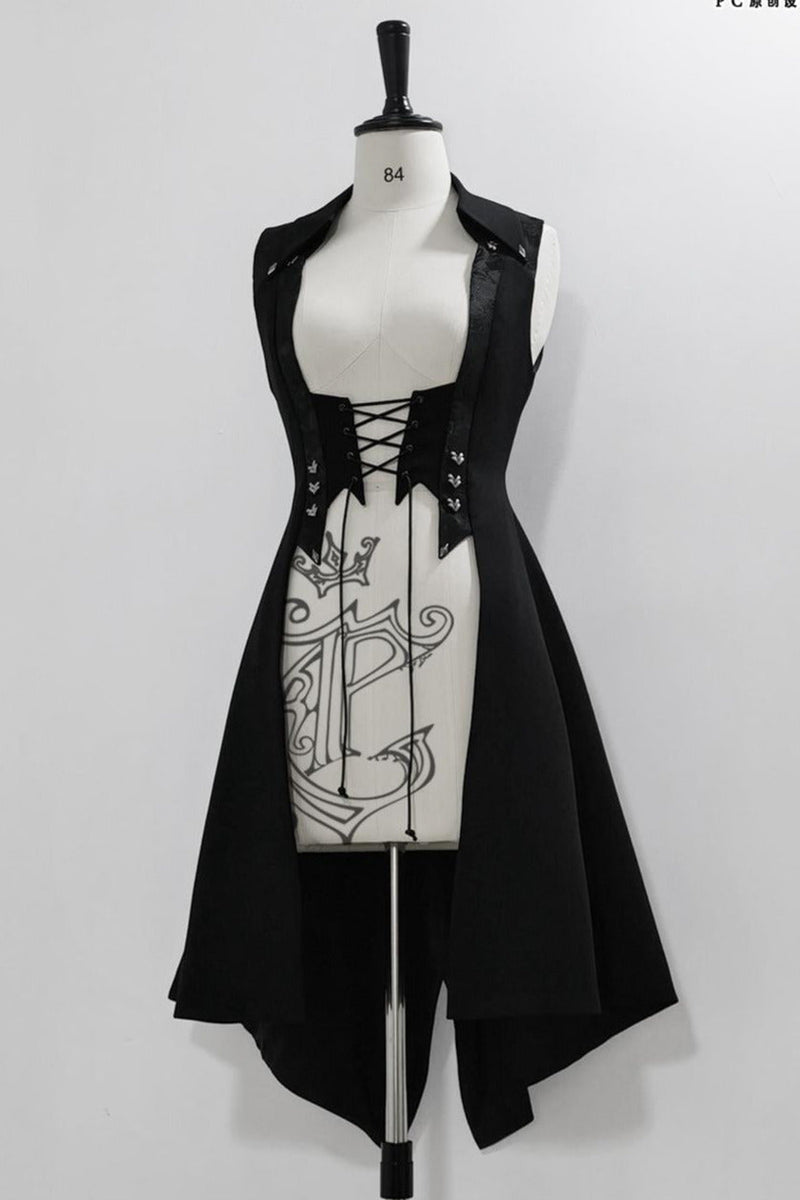 Red Black 4.0 Retro Dark Long Vest Prince Set