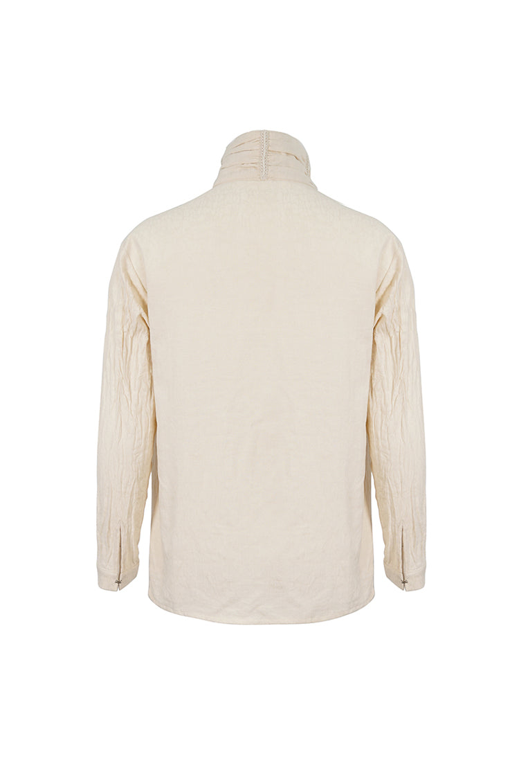 Stand Collar Ruched Gothic Shirt