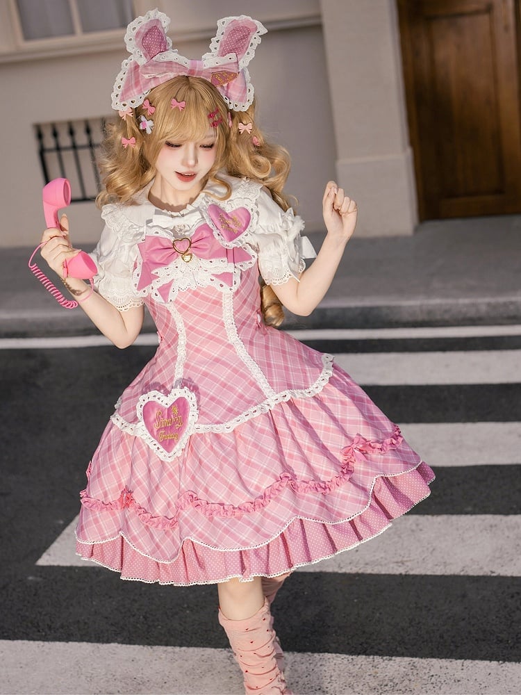 [pre-order Deadline: May 10] Blue/yellow/pink Sweetheart Lolita + Lace Ribbon Jks Dress + Bunny Ear Puff Sleeve Blouse + Bunny Ear Full Set + Cat Ear Full Set