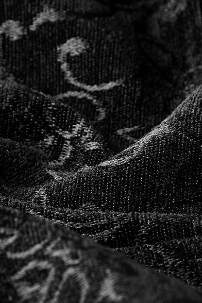 Black Jacquard Velvet Gothic V Collar Print Vest