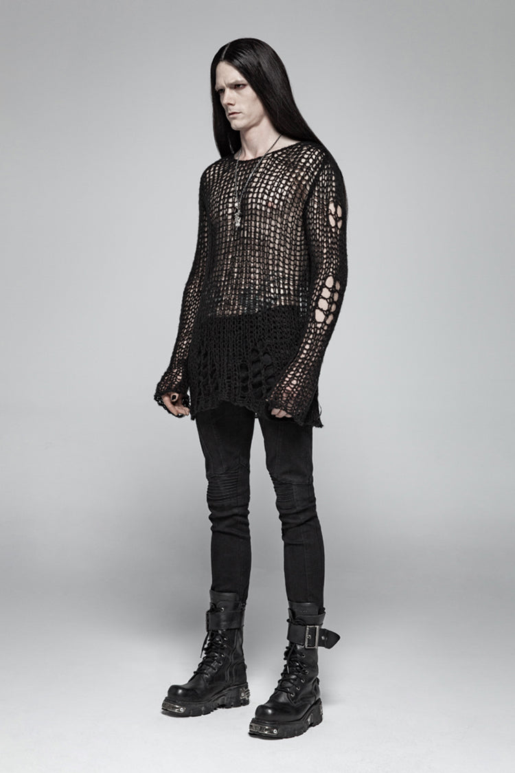 Black Ripped Pullover Steam Punk Sweater