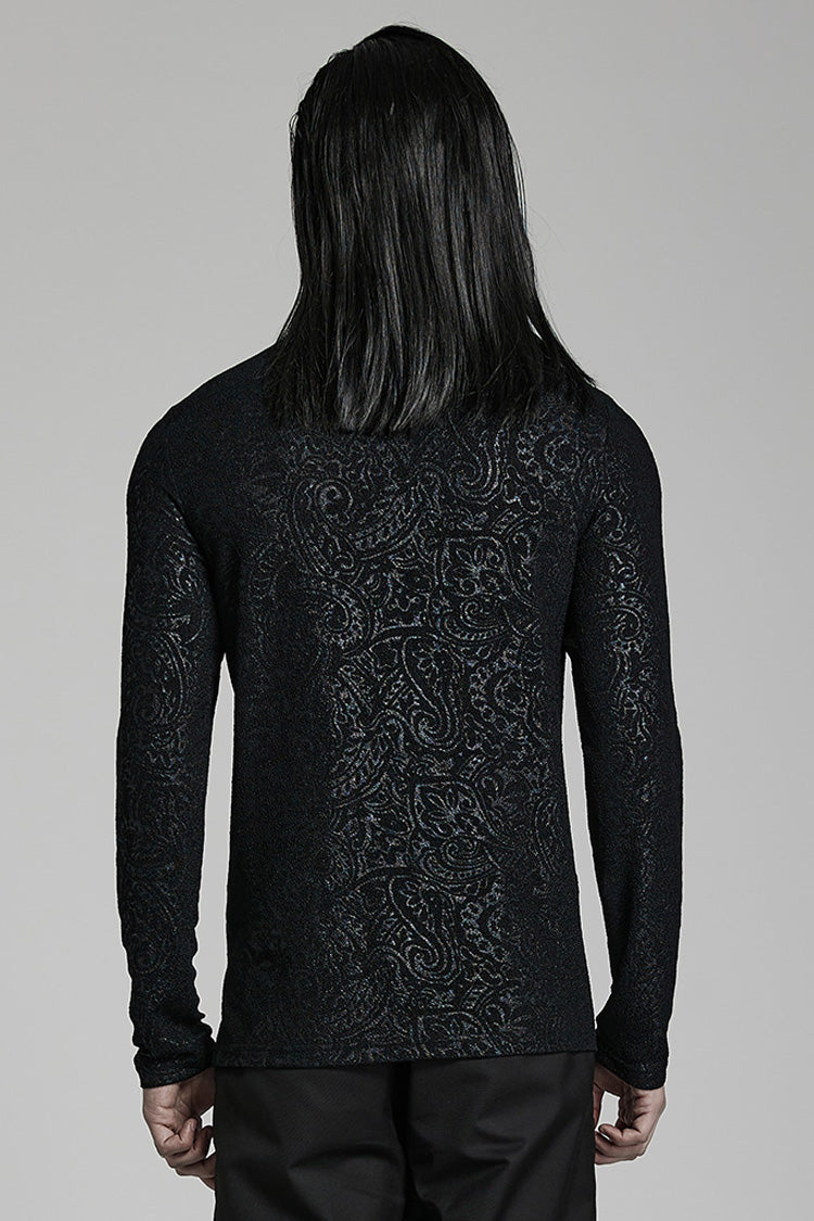 Black Long Sleeves Print Slim Gothic Blouse