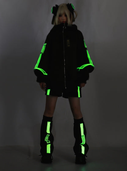 Dark Neon Chinese-style Jacket + Shorts + Long Pants + Leg Warmers + Hair Accessories [pre-order]