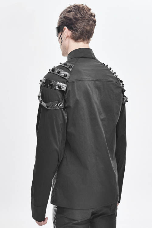 Black Long Sleeve Shoulder Zipper Punk Blouse