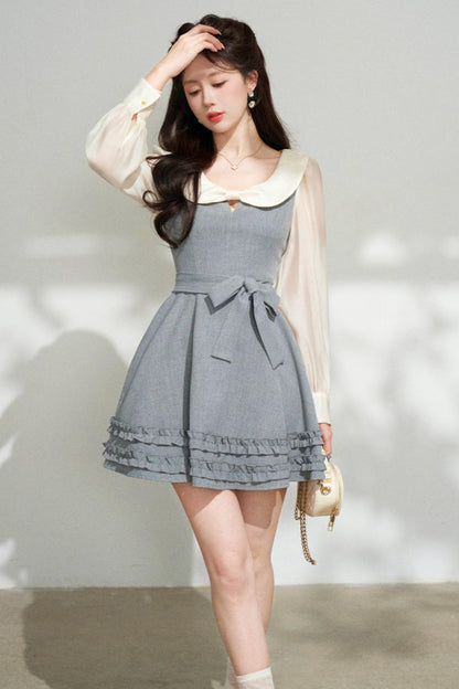Faux Two Piece Grey Dress