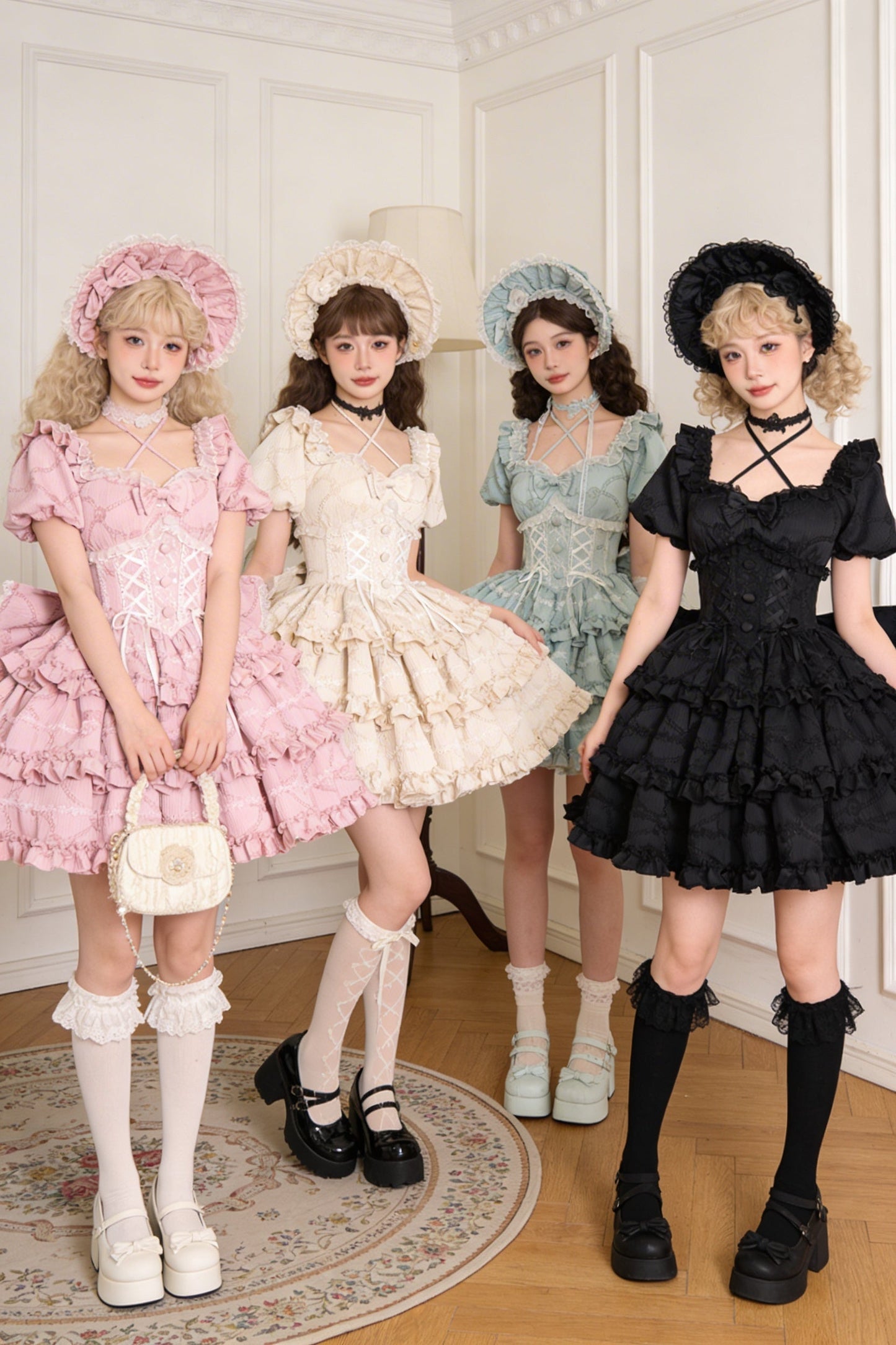 Puff Rose Princess Ribbon Tail Lolita Dress