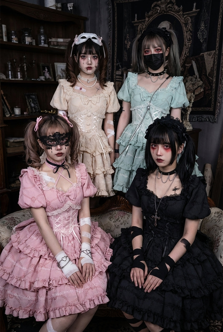 Puff Rose Princess Ribbon Tail Lolita Dress