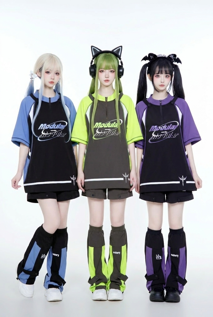 Pre-order Item: Y2k Subculture Cyber T-shirt + Shorts + Leg Covers