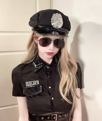 Police Costume Top + Skirt + Gloves + Hat + Belt