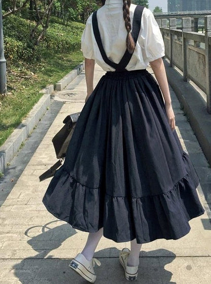 Flared Overalls Chinese-style Shirt Set