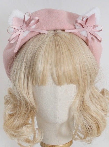 Cat Ears Bow Beret