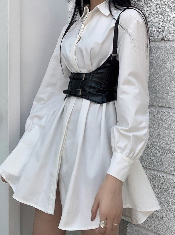 Shirt Dress With Corset Belt